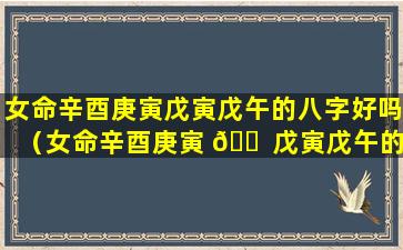 女命辛酉庚寅戊寅戊午的八字好吗（女命辛酉庚寅 🐠 戊寅戊午的八字好吗婚姻如何 🌹 ）